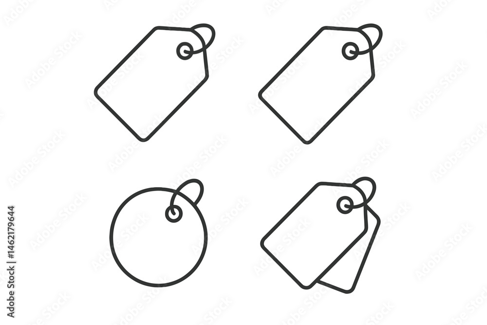 Poster vector illustration of various blank price tags designed for labeling items in retail environments o