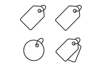 Vector illustration of various blank price tags designed for labeling items in retail environments or for crafting purposes