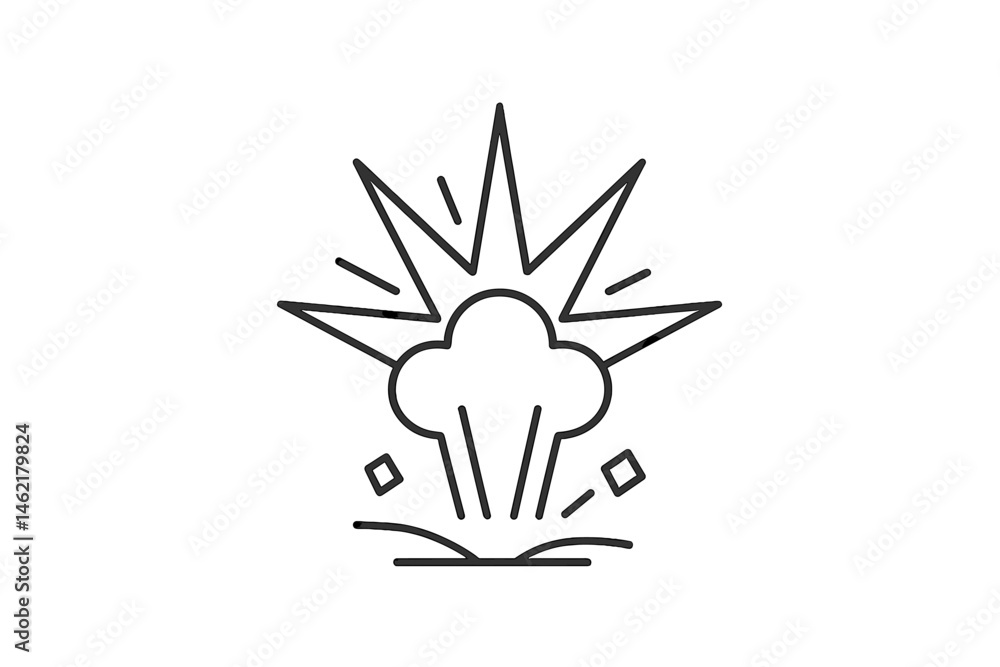 Poster vector illustration of an explosion icon with dynamic lines depicting energy and impact for graphic 