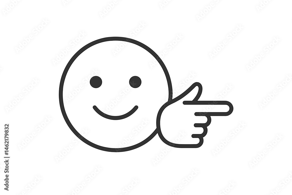 Poster smiling face with pointing hand vector illustration icon design for various applications in digital 