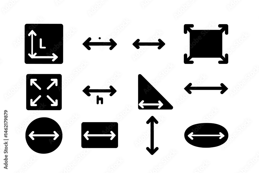 Poster vector illustration of various geometric and directional icons for design and navigation elements in