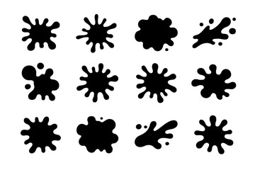 Creative vector illustration of various black ink splashes on a white background for design use