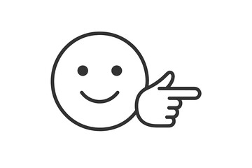 Smiling face with pointing hand vector illustration icon design for various applications in digital media and communication