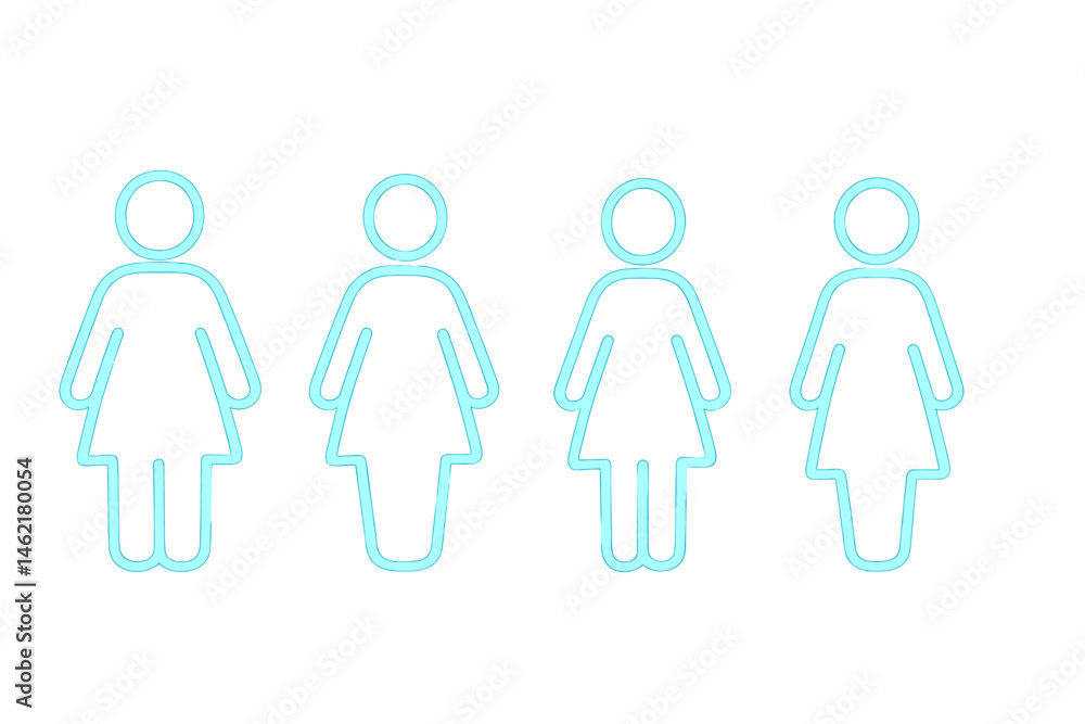Poster simple vector icon design showing variations of female figures in different poses and styles for div