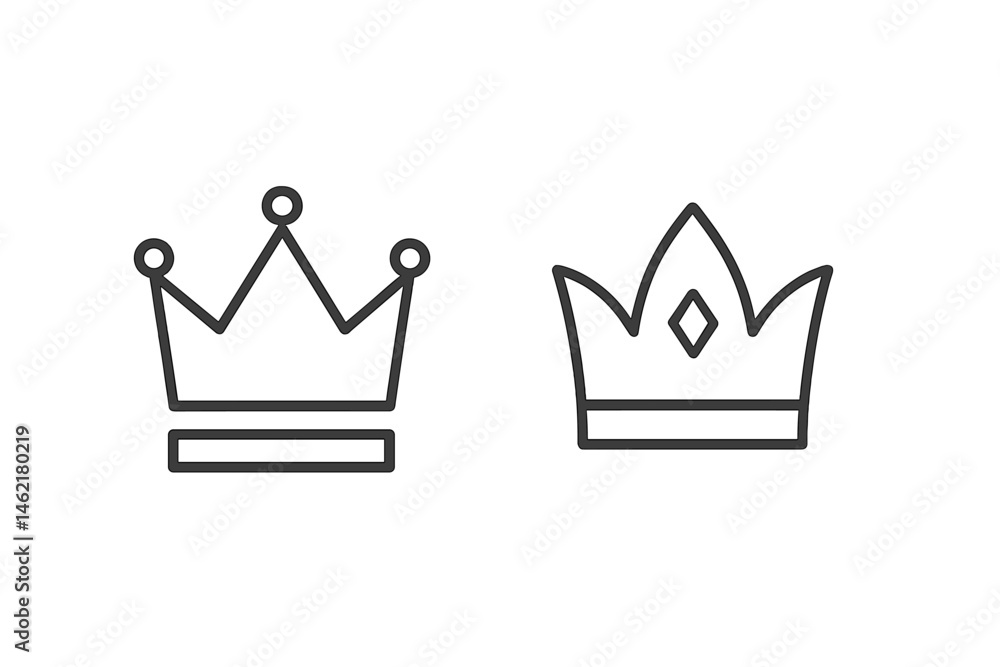 Poster vector illustration of two crowns depicting royal symbols in a minimalist style suitable for various