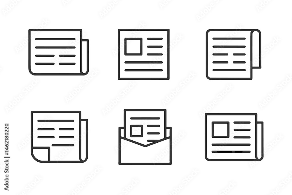 Aufkleber collection of vector illustration icons featuring various document layouts and styles for digital de