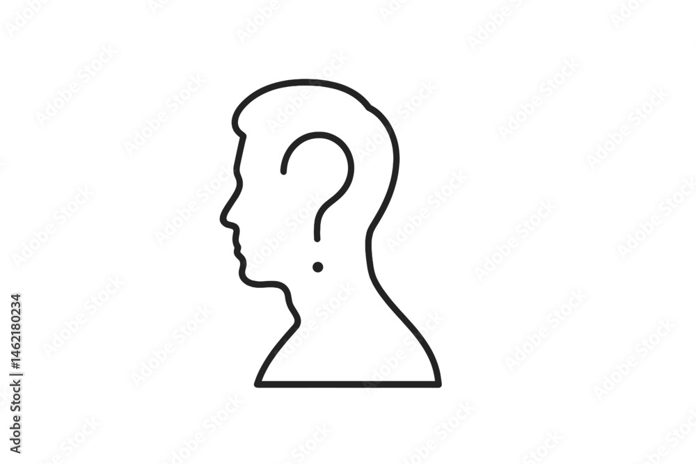 Aufkleber silhouette of a person with a question mark symbolizing curiosity and uncertainty