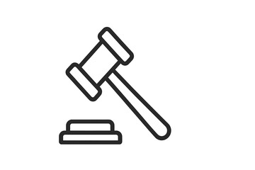 Vector illustration of a gavel icon symbolizing law and justice for legal themes in various designs