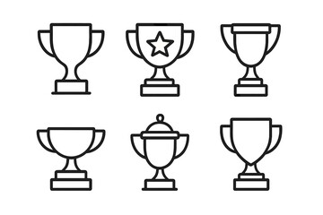 Vector illustration of various trophy designs showcasing achievements in sports and competitions