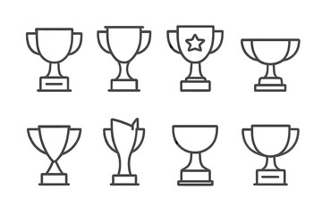 Vector illustration of various trophy designs representing achievement and competition