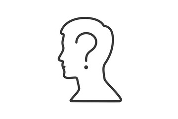 Vector illustration of a human silhouette with a question mark symbolizing curiosity and uncertainty in one?s identity