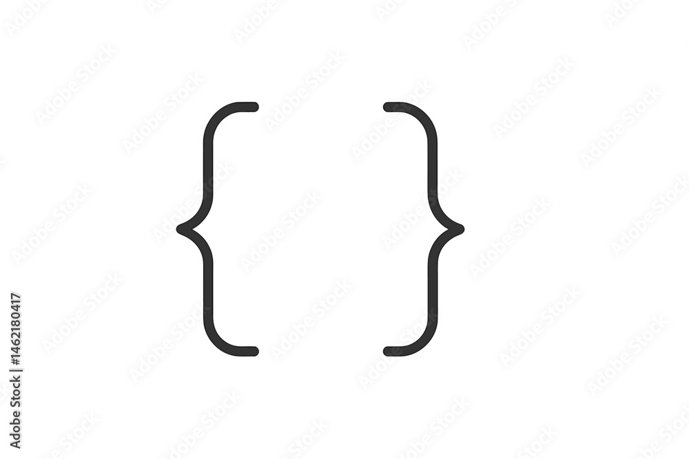 Poster vector illustration of curly braces indicating code or programming in a minimalistic design suitable