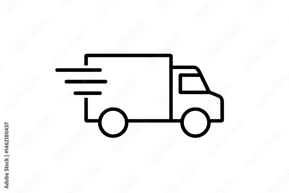 Poster delivery truck icon representing fast transportation in a simplistic vector style for graphic design