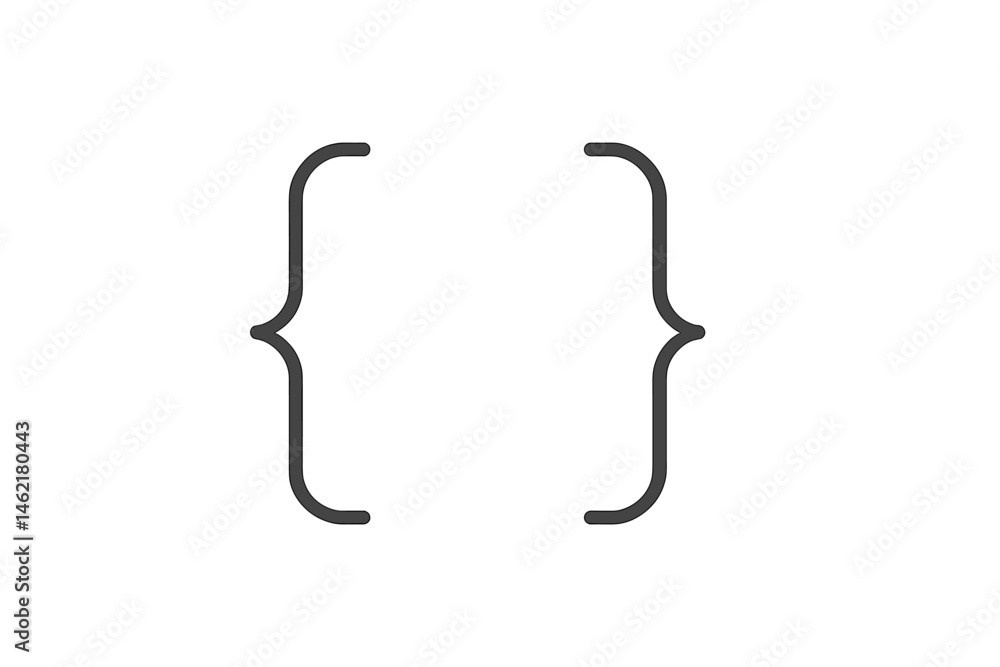 Poster vector illustration of curly braces symbol representing coding, programming, or software development