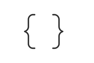 Vector illustration of curly braces indicating code or programming in a minimalistic design suitable for tech websites