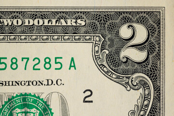 two United States dollar paper banknote parts