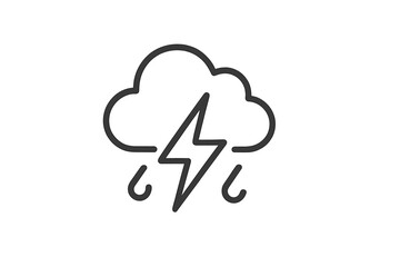 Vector illustration of a cloud with lightning and rain, representing a stormy weather condition in a minimalist style