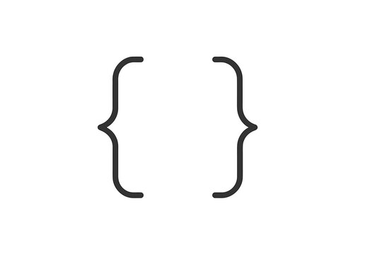 Vector illustration of curly braces indicating code or programming in a minimalistic design suitable for tech websites