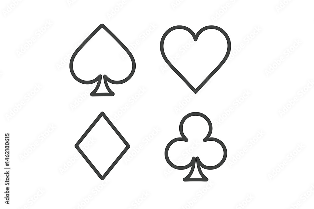 Poster vector illustration of playing card suits for games and design use in minimalistic style