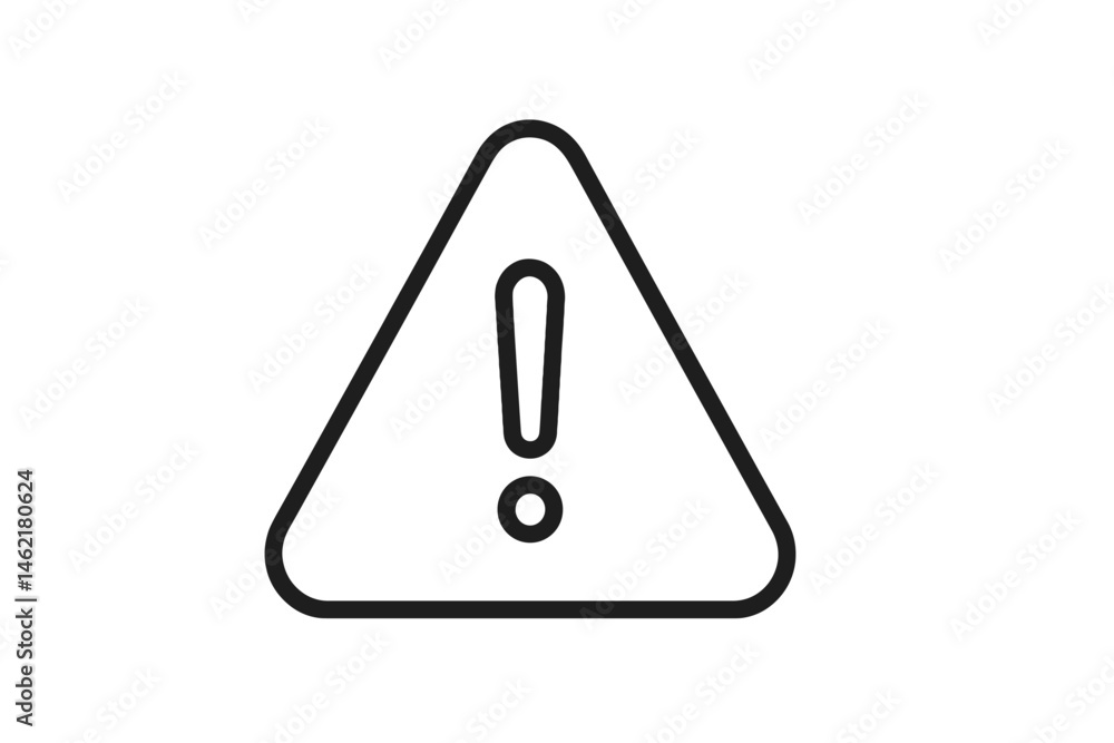 Poster triangle warning icon with exclamation mark for alerts and notifications in vector graphic design