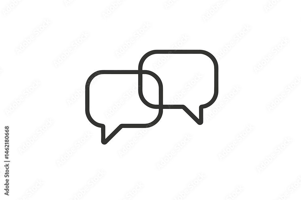 Poster communication symbols represented by two overlapping speech bubbles designed in a minimalistic vecto
