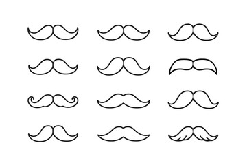 Collection of vector mustache icons in various styles for creative designs and projects