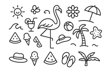 Summer vacation vector illustration featuring beach elements and tropical motifs for seasonal designs