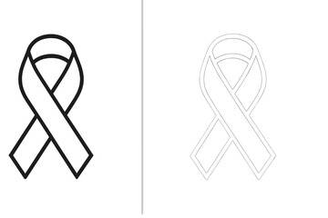 Vector illustration of a ribbon icon in black and white styles suitable for various design applications