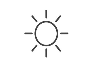 Sun icon in a vector illustration style representing a bright day or sunny weather
