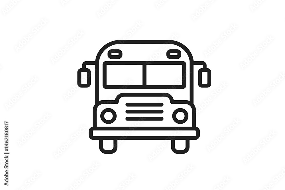 Poster front view of a simple vector illustration of a bus designed for easy recognition and use in various