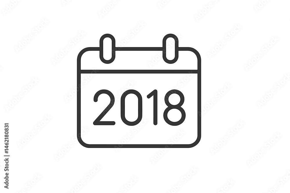 Poster vector illustration of a calendar icon featuring the year 2018 in a minimalist design for various ap