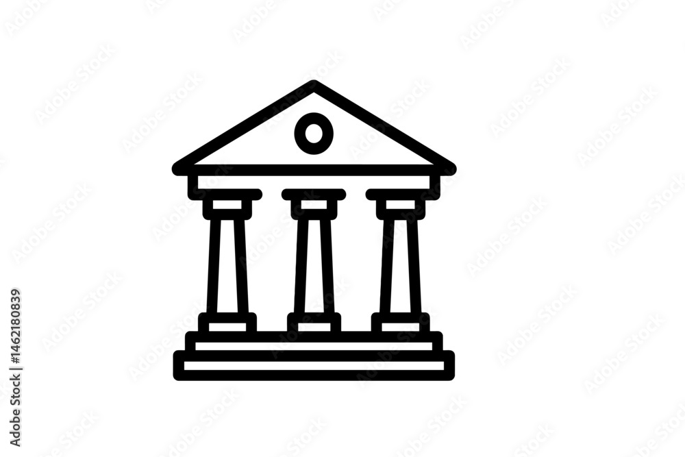 Poster icon of a classic building with columns representing architecture and historical significance in vec