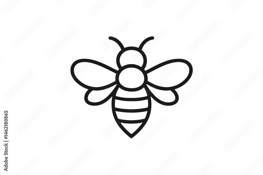 Poster vector illustration of a bee icon showcasing its distinct body features and wings in a minimalist de