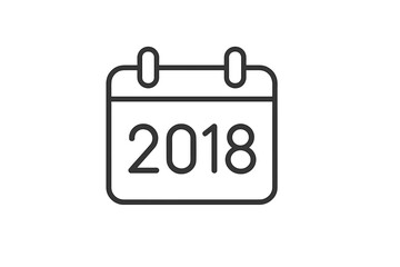 Vector illustration of a calendar icon featuring the year 2018 in a minimalist design for various applications