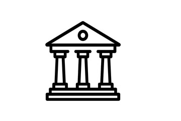 Icon of a classic building with columns representing architecture and historical significance in vector format