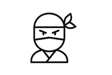 Vector illustration of a ninja character wearing a mask and headband ready for action in a minimalist design style