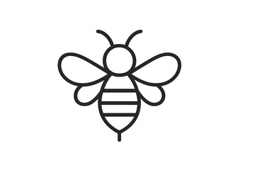 Vector illustration icon of a bee showcasing simple lines and shapes