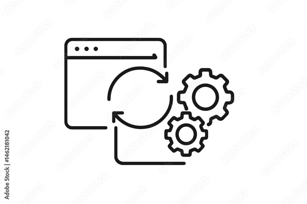 Poster vector illustration icon representing website updating process with gears and refresh symbol