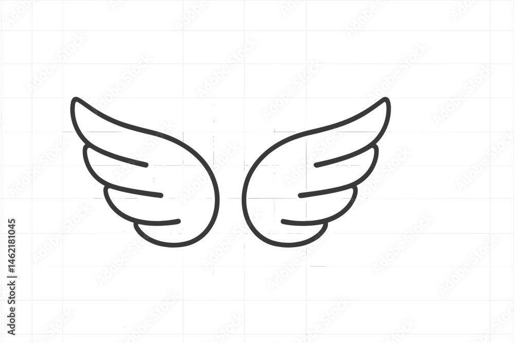 Poster wing icon design showcasing a minimalist style in vector format for creative projects and branding a