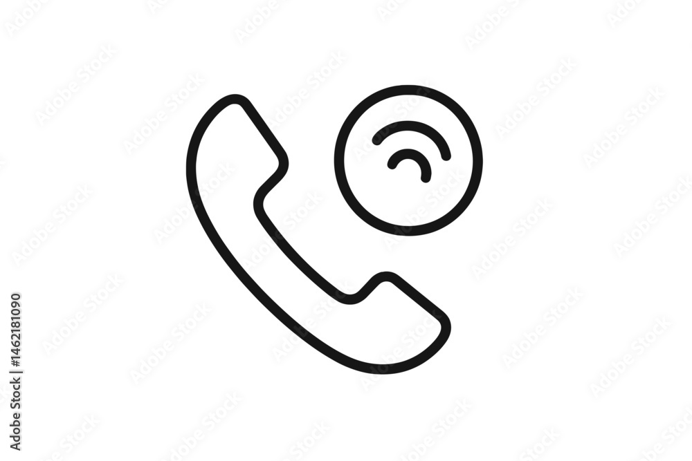 Poster modern vector illustration of a telephone receiver with a call notification icon illustrating commun