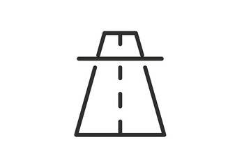 Icon of a road with a distinctive sign, representing transportation and navigation in urban and rural areas