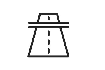 Road icon representing a simplified highway in vector art style with solid lines and minimalistic design