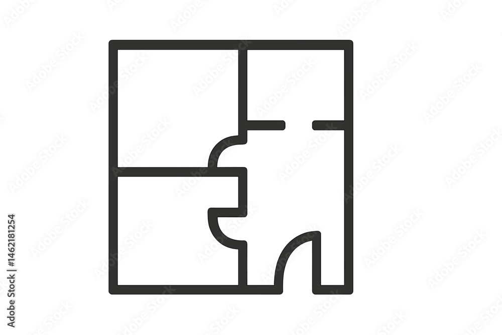 Poster vector illustration icon depicting a puzzle piece in a square layout with interlocking sections for 