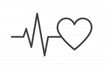 Heartbeat icon with pulse line and heart symbol representing health and vitality in vector illustration form