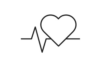 Heartbeat line and heart shape illustration symbolizing health and vitality in modern design