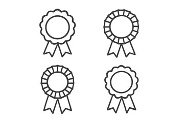 Four distinct vector illustrations depicting award ribbons with different styles and designs suitable for various achievements and recognition