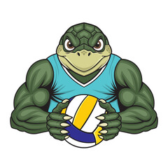 turtle volleyball mascot vector illustration design