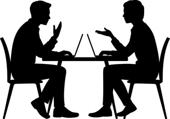 Collaborative Work Silhouette with Laptops