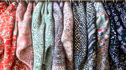Fototapeta premium Colorful Kimonos Hanging In A Store