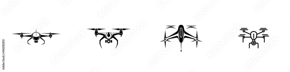 Poster various types of drones represented in vector illustration design showcasing their distinct shapes a